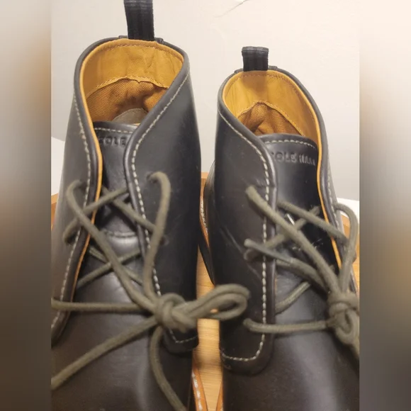 COLE HAAN MENS MORRIS BLACK LEATHER LACE UP CHUKKA BOOTS 8.5 - Picture 7 of 14